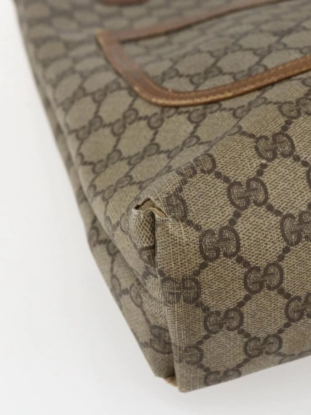 GUCCI GG Supreme Web Sherry Line Tote Bag PVC Beige Gold 40 02 003 Auth bs33280 - Picture 11 of 15